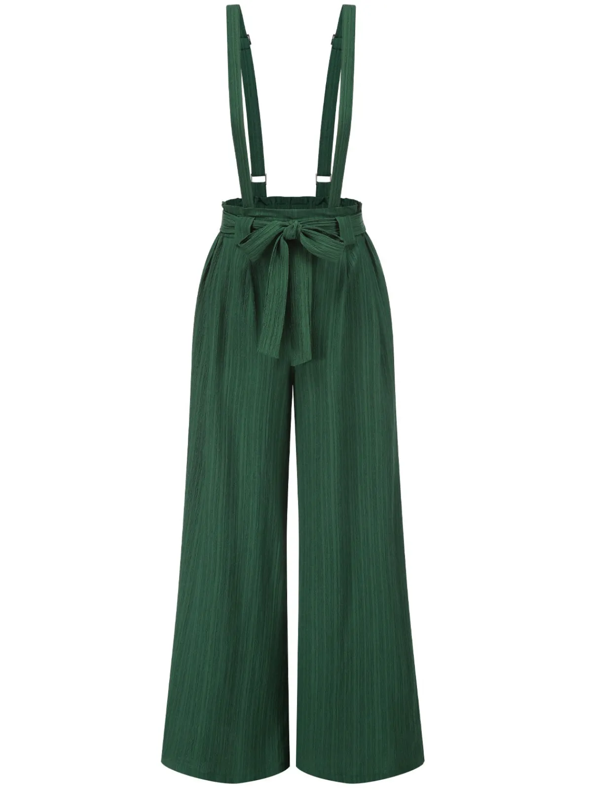 Best Retro Stage 1950s Belted Straps Wide-Leg Jumpsuit Green