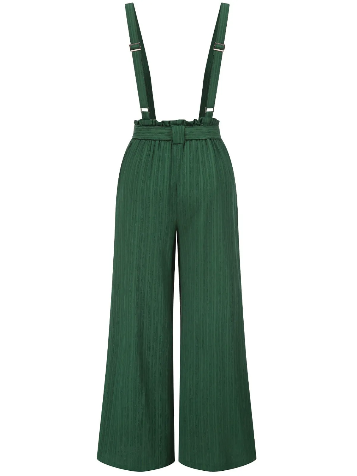 Best Retro Stage 1950s Belted Straps Wide-Leg Jumpsuit Green