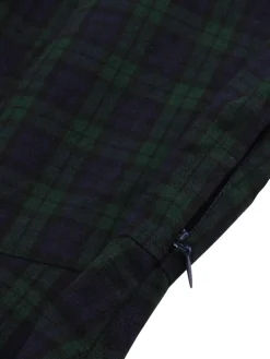 Fashion Retro Stage 1950s Blackwatch Tartan Lapel Dress Green