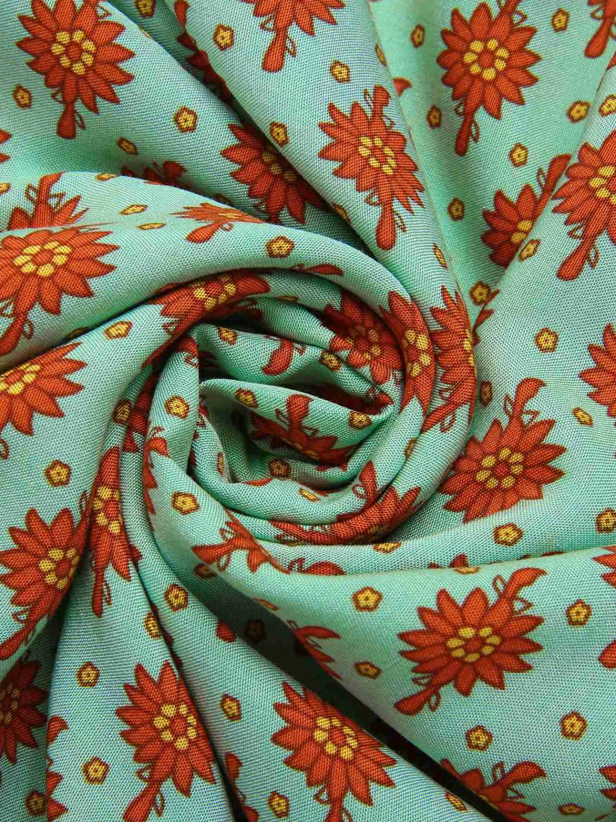 Fashion Retro Stage 1970s Bohemian Square Neck Floral Dress Green