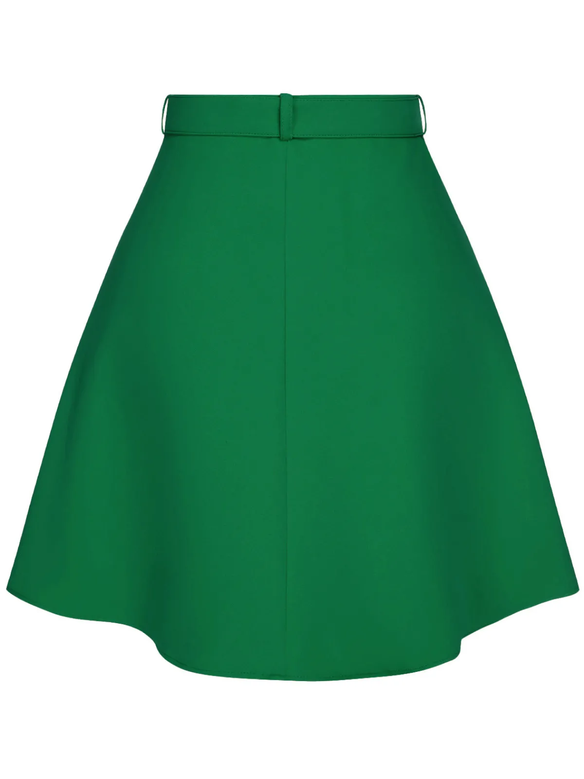 Online Retro Stage Green 1960s Button Solid Belted Skirt
