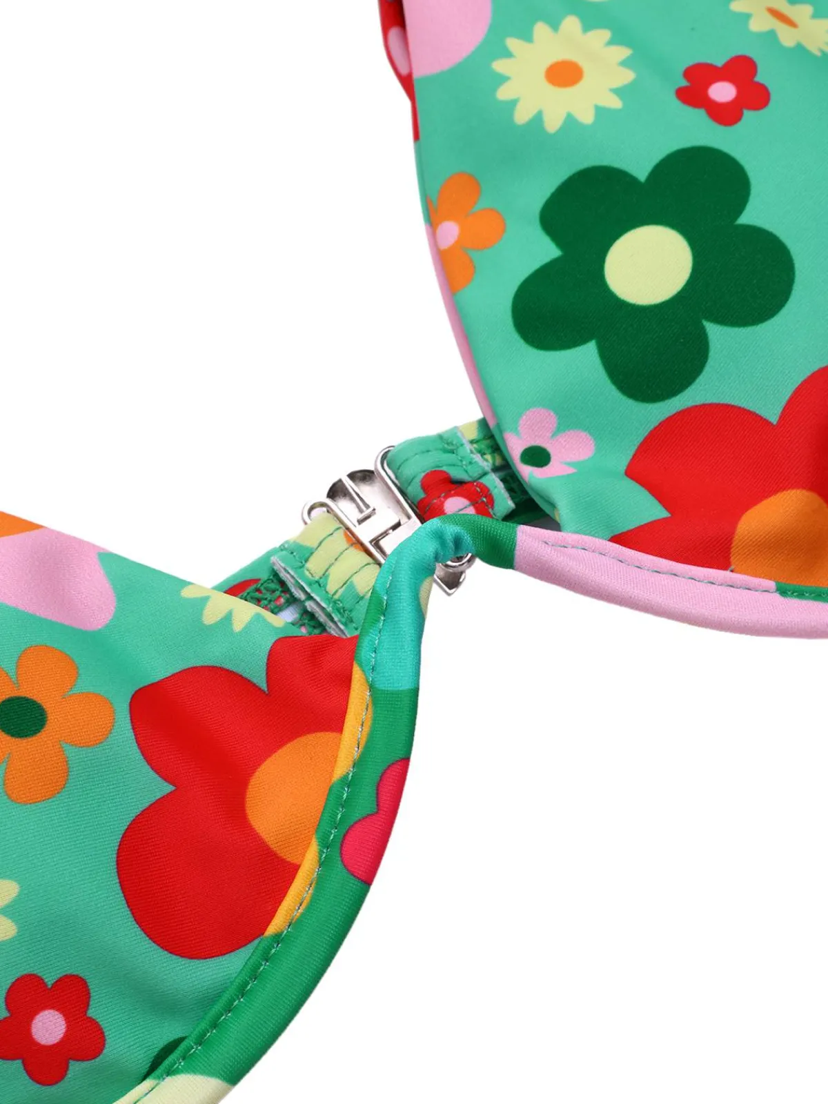 Discount Retro Stage 1950s Cartoon Floral Bikini Set Green