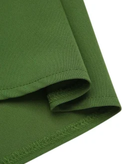 New Retro Stage 1950s Cherry V-Neck Mesh Patchwork Dress Green