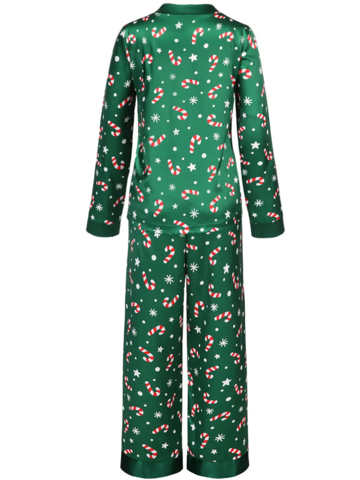 Discount Retro Stage 1970s Christmas Candy Cane Pajama Set Green