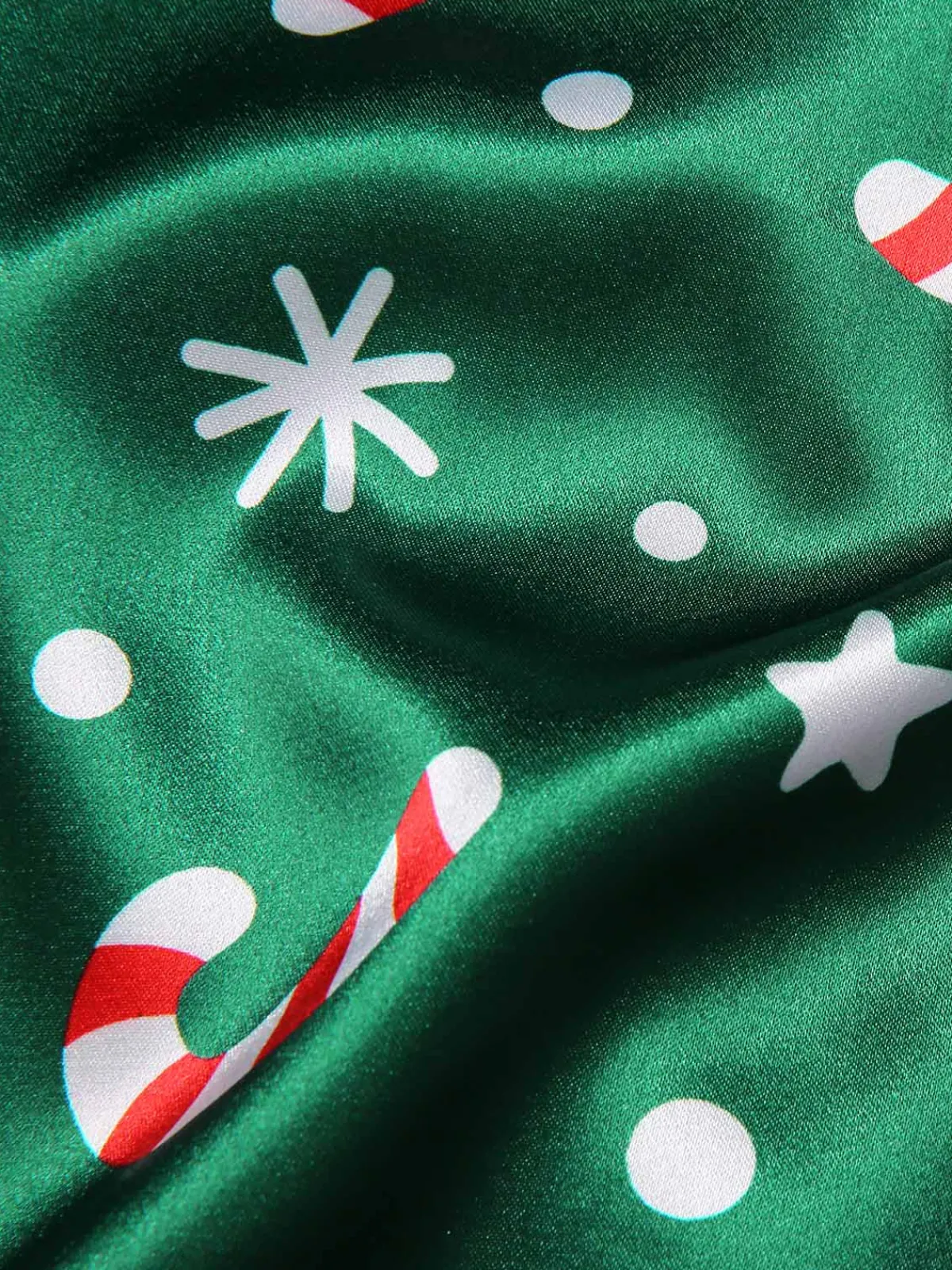 Discount Retro Stage 1970s Christmas Candy Cane Pajama Set Green