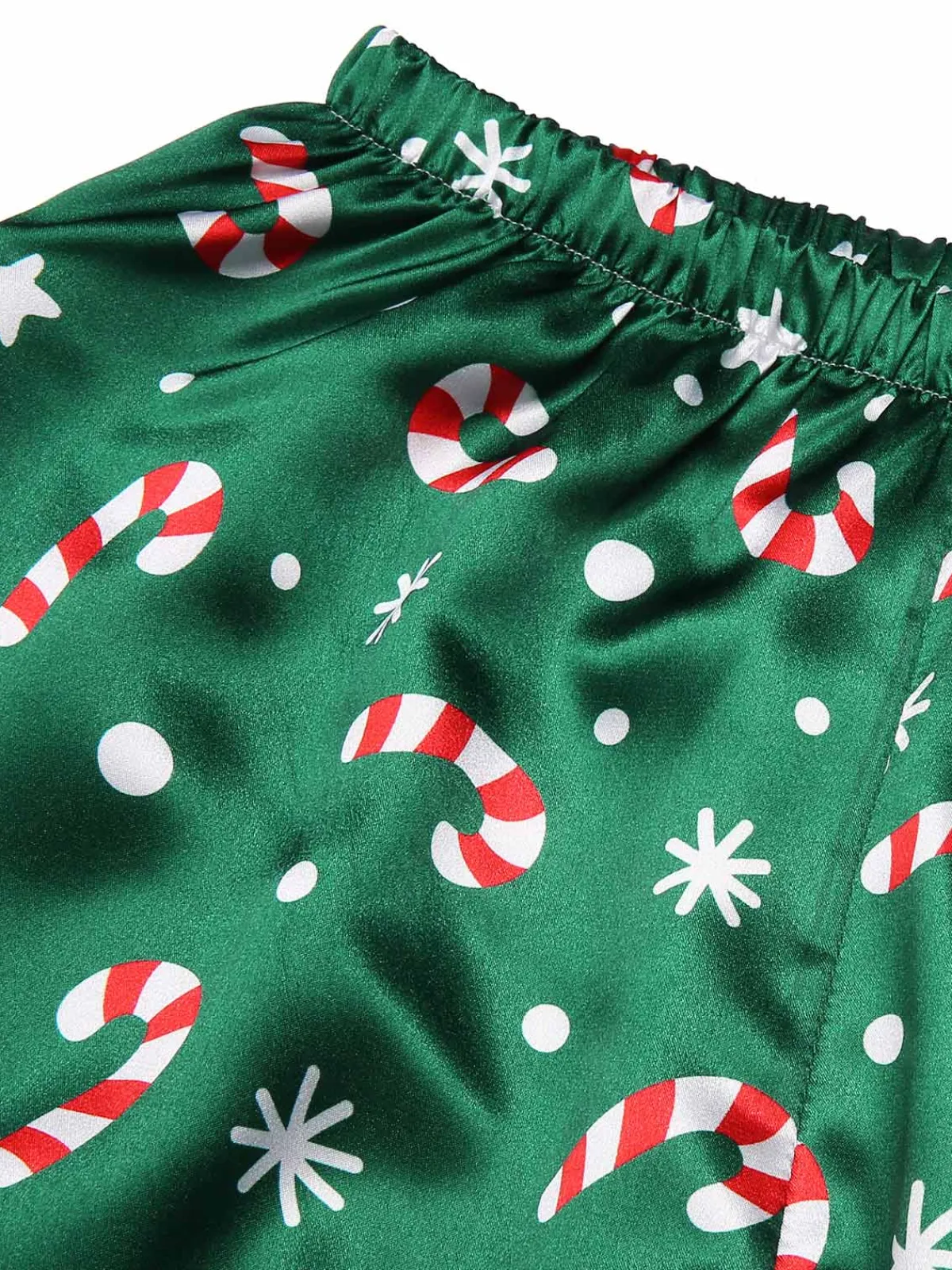 Discount Retro Stage 1970s Christmas Candy Cane Pajama Set Green