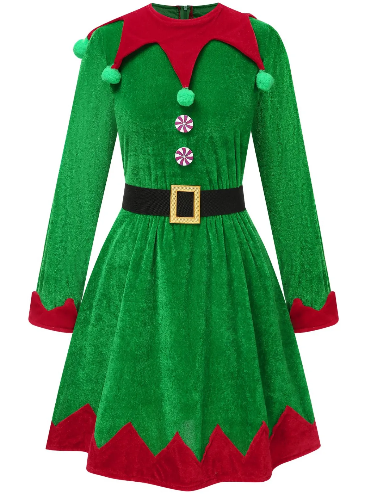 Outlet Retro Stage 1940s Christmas Elf Dress Set Green