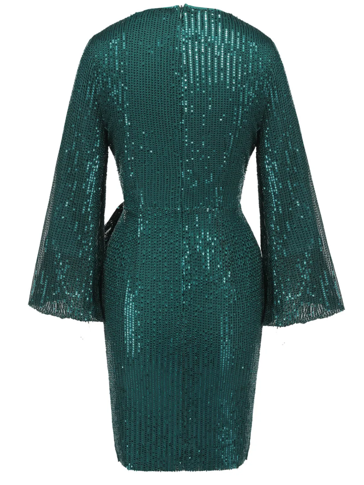 Outlet Retro Stage 1960s Christmas Sequin V-Neck Pencil Dress Green