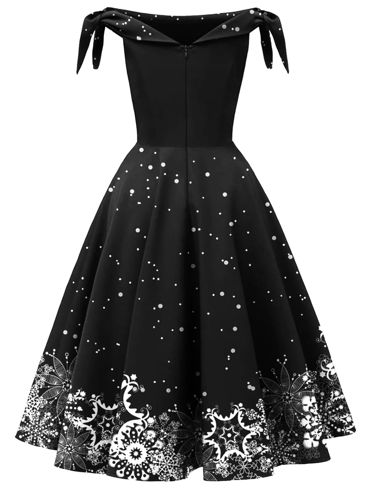 Best Retro Stage Green 1950s Christmas Snowflake Off-Shoulder Dress