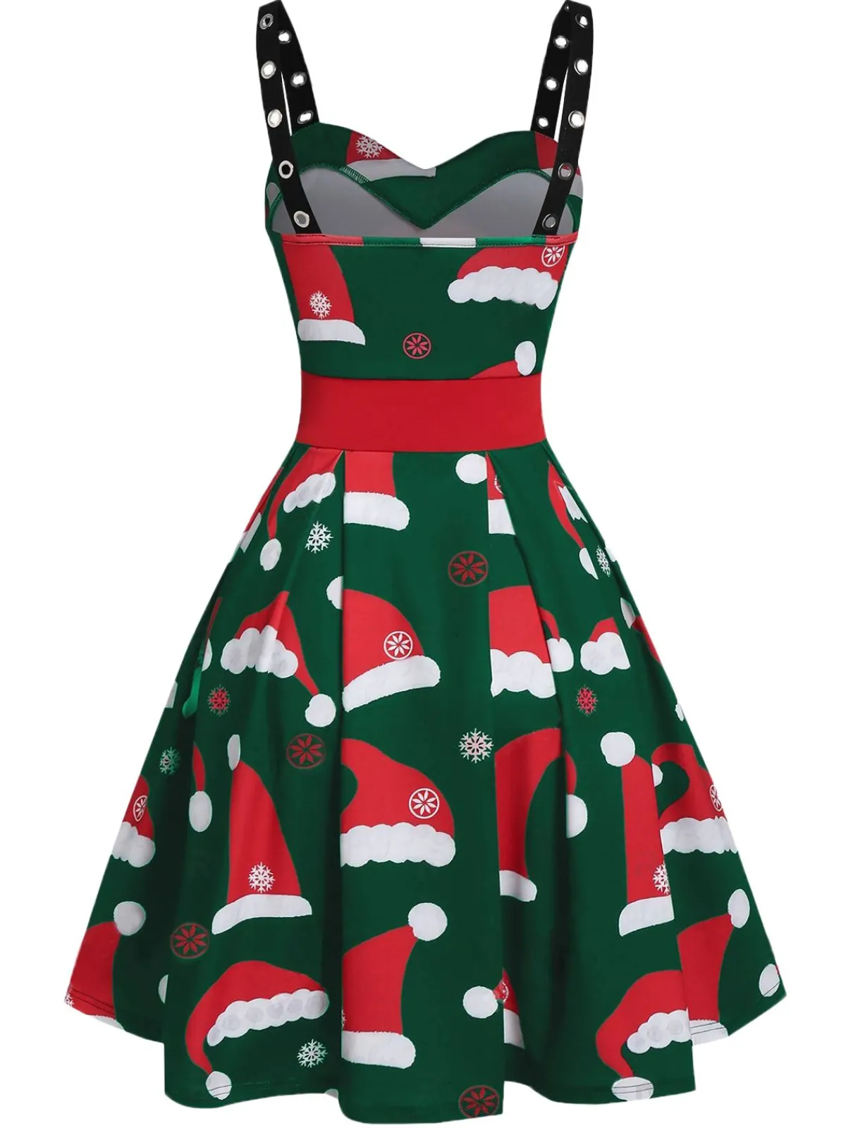 Discount Retro Stage 1950s Christmas Swing Dress Green