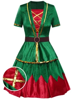 Sale Retro Stage 1950s Christmas Tree Top & Skirt Green