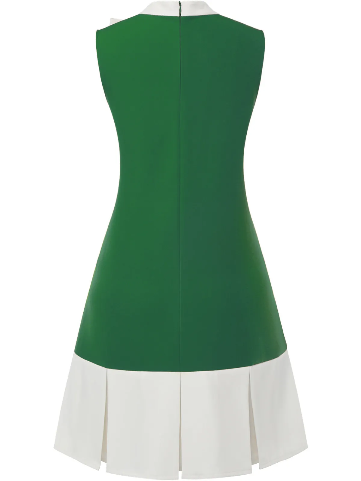 New Retro Stage Green 1960s Crew Bowknot Sleeveless Dress