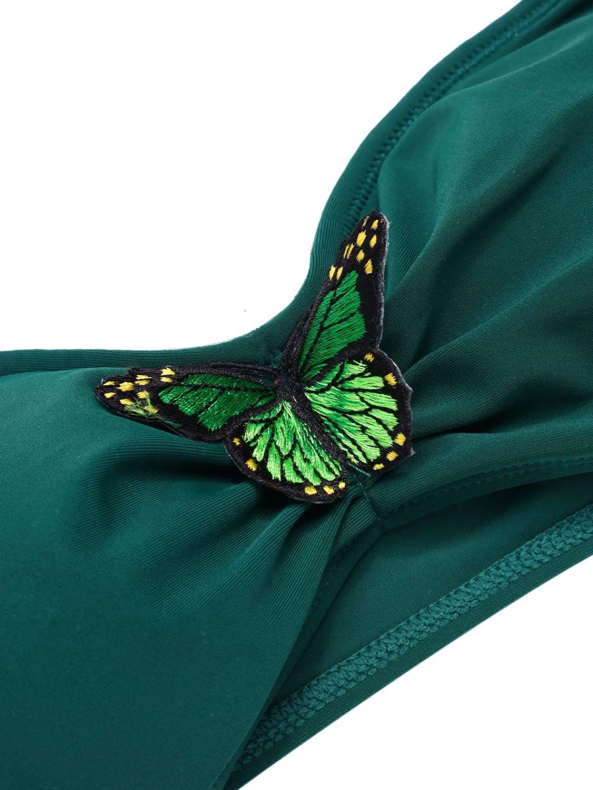 New Retro Stage 1960s 3D Butterfly Bandeau Bikini Set Green