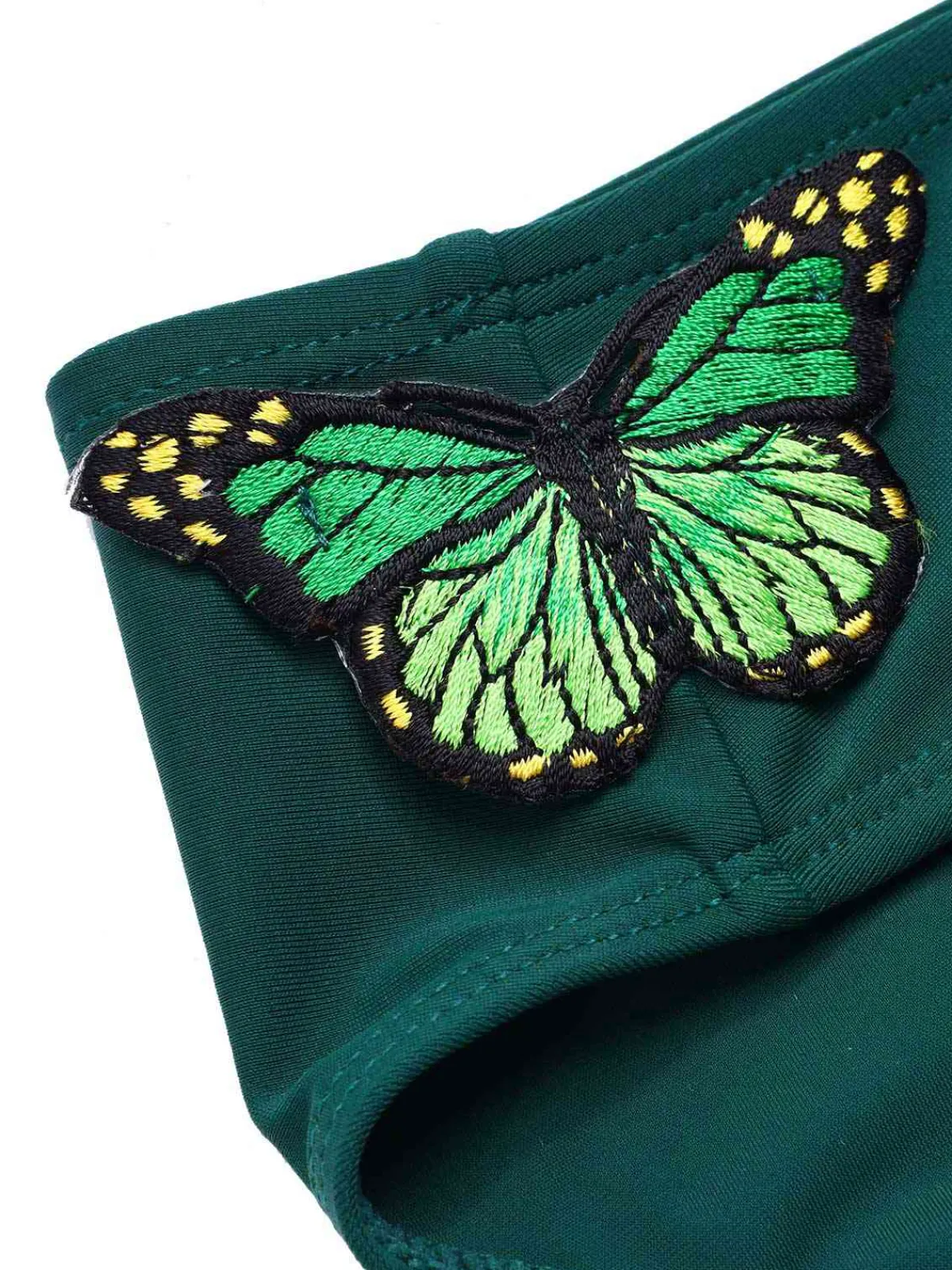 New Retro Stage 1960s 3D Butterfly Bandeau Bikini Set Green