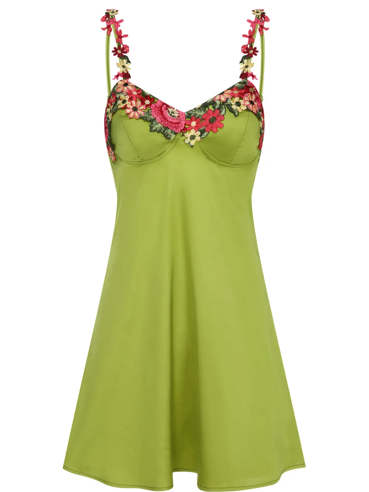 Fashion Retro Stage 1950s 3D Floral Suspender Sleepwear Green