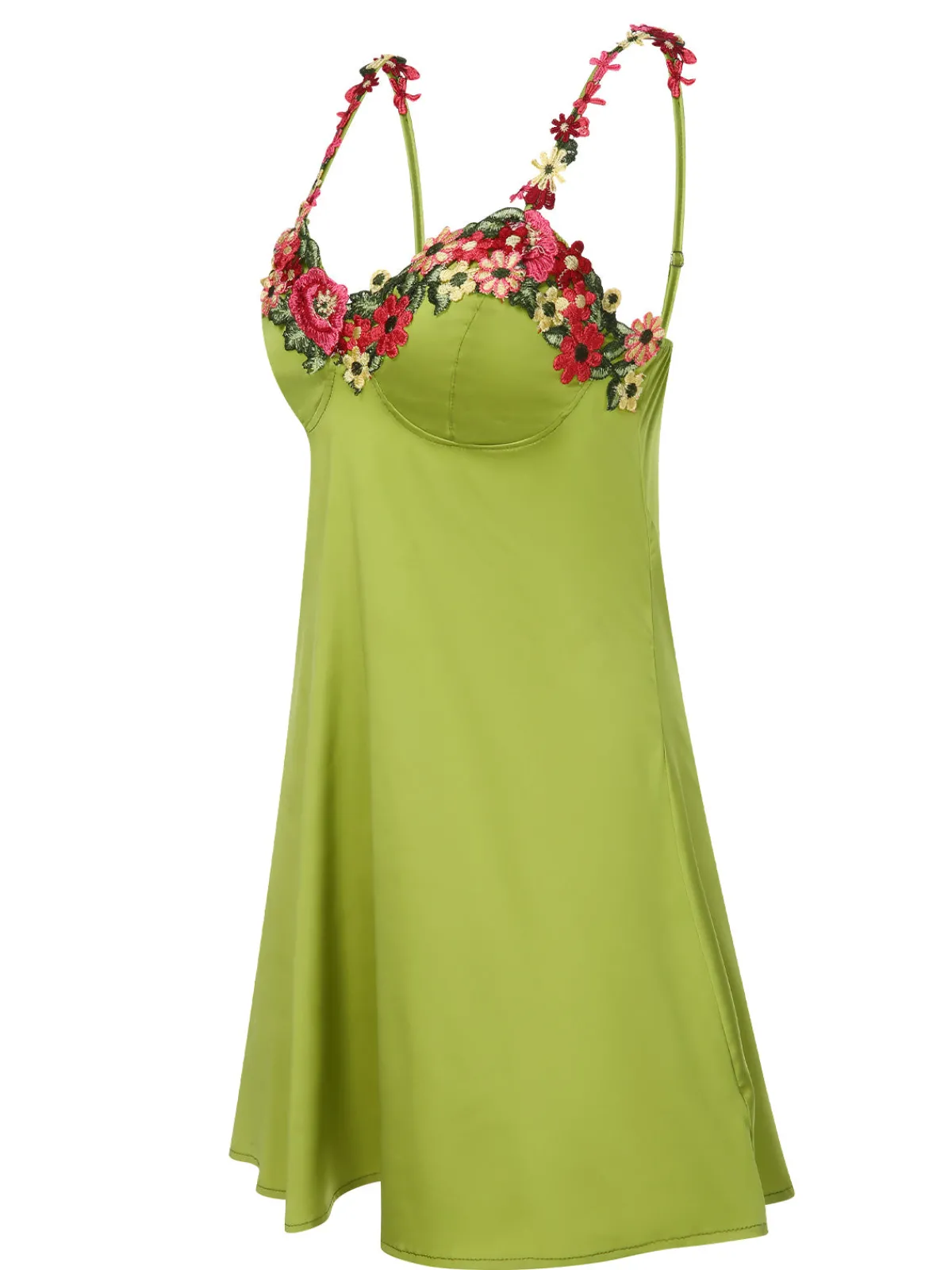 Fashion Retro Stage 1950s 3D Floral Suspender Sleepwear Green