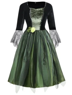 Discount Retro Stage Green 1950s 3D Flower Wonderful Wizard Dress Bright Green