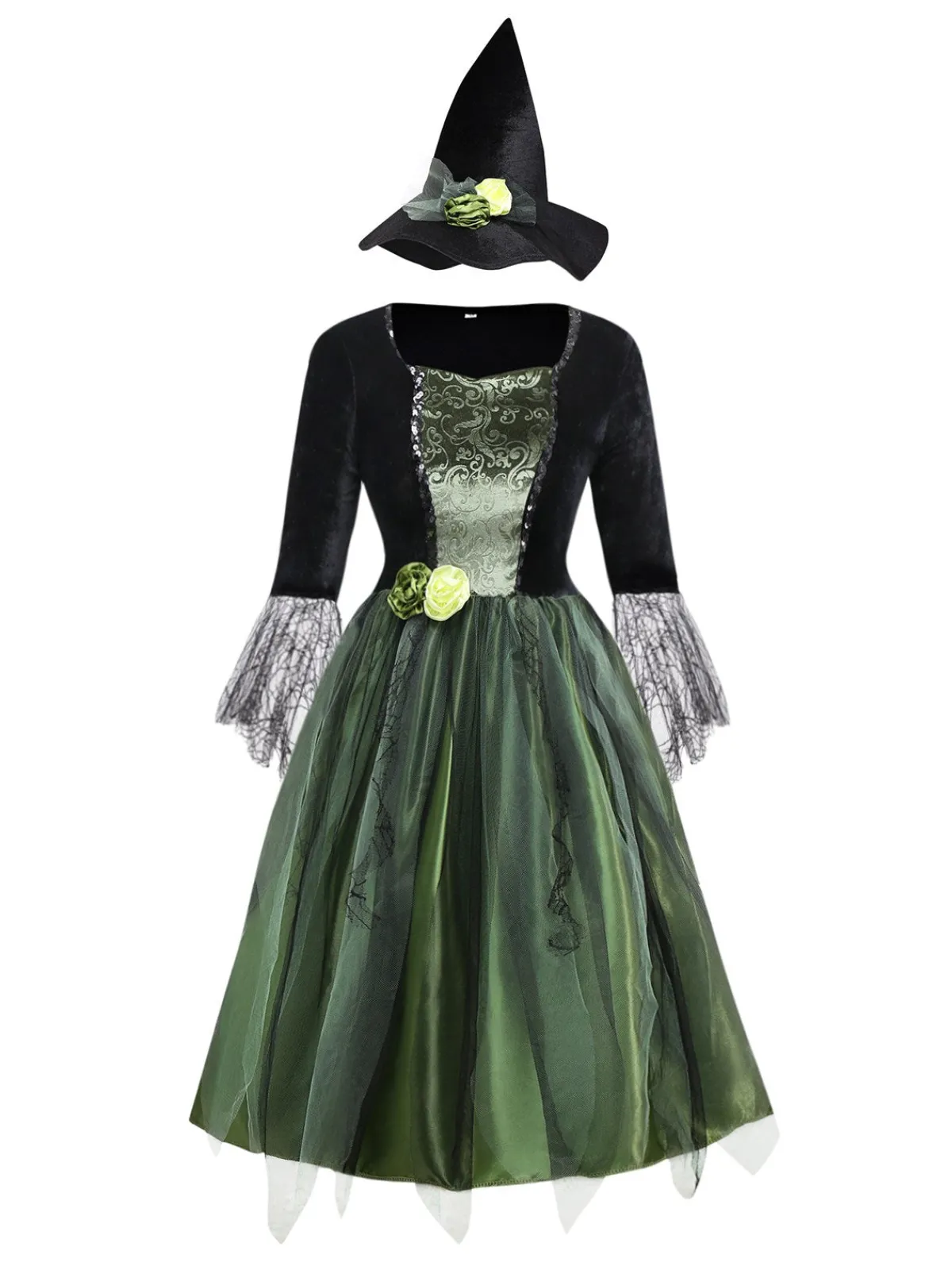 Discount Retro Stage Green 1950s 3D Flower Wonderful Wizard Dress Bright Green