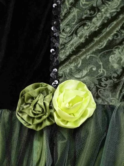 Discount Retro Stage Green 1950s 3D Flower Wonderful Wizard Dress Bright Green