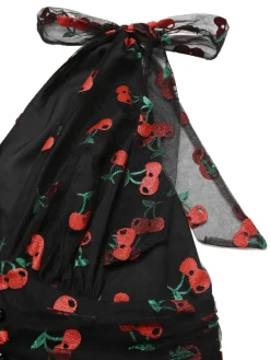 Outlet Retro Stage Green 1950s Daisy Mesh Swing Dress