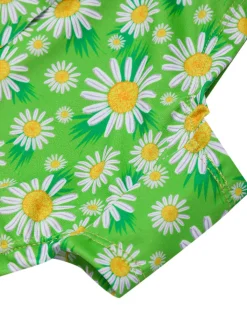 Discount Retro Stage 1970s Daisy Ruffled Halter Tankini Set Green