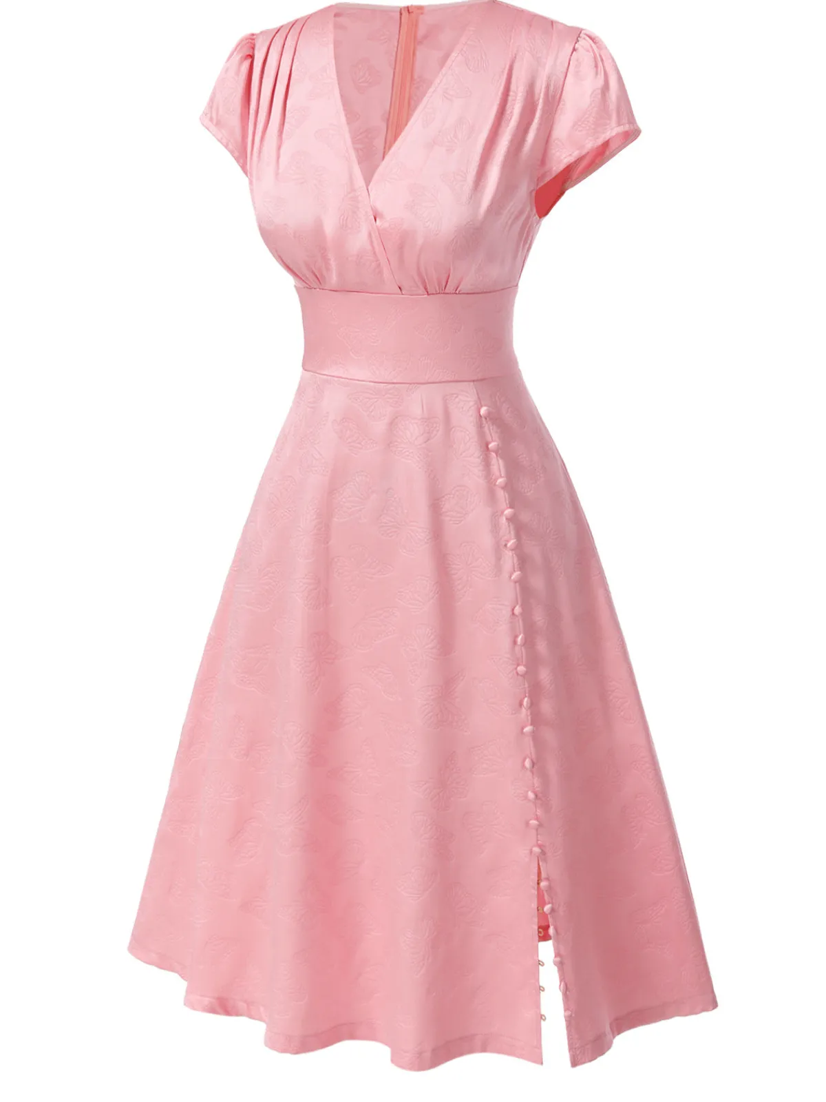 Hot Retro Stage Green 1940s Deep V-Neck Pearl Velvet Dress