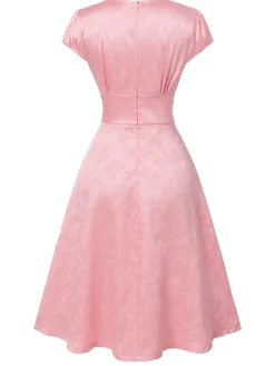 Hot Retro Stage Green 1940s Deep V-Neck Pearl Velvet Dress