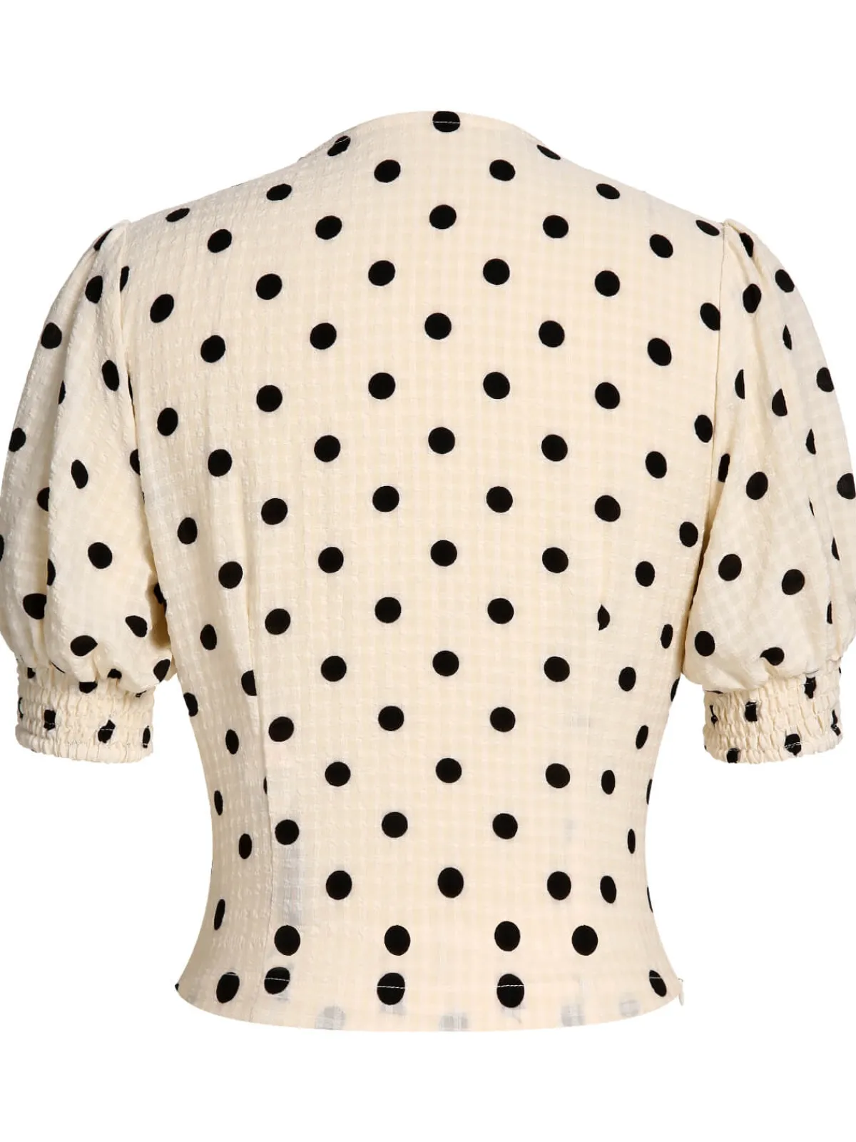 Online Retro Stage Green 1940s Dots Bowknot V-Neck Blouse