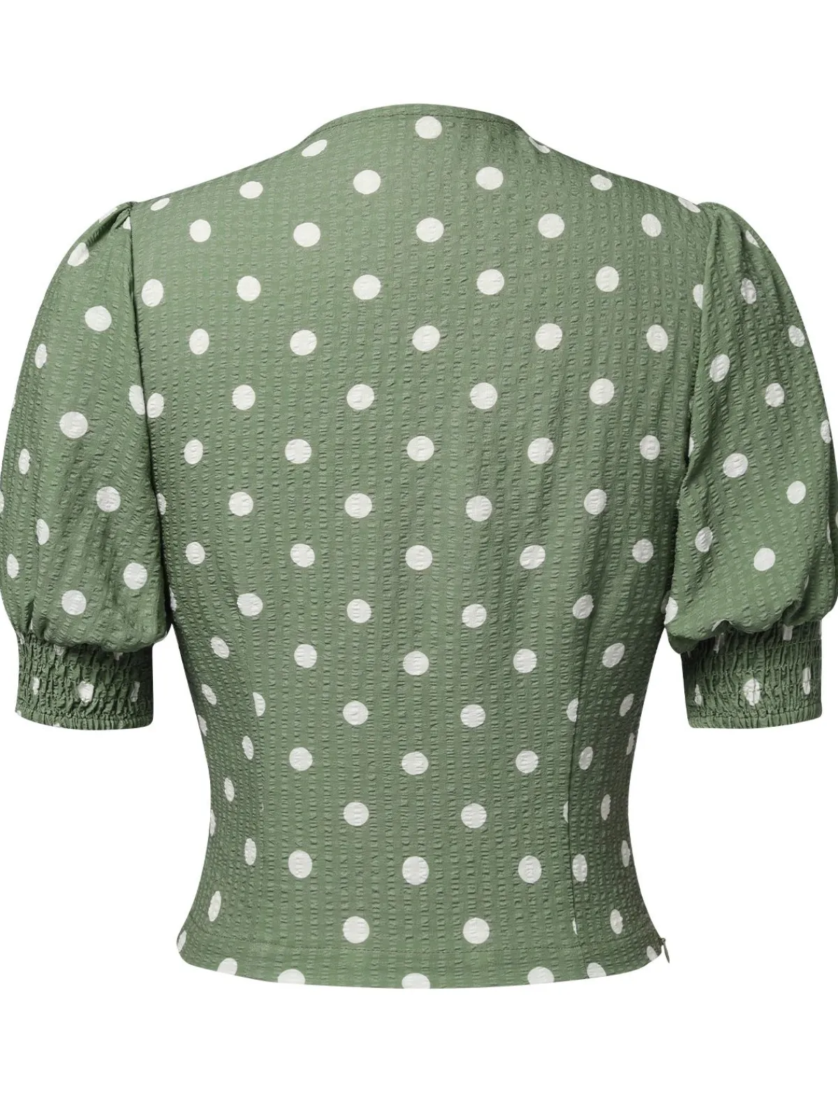 Online Retro Stage Green 1940s Dots Bowknot V-Neck Blouse