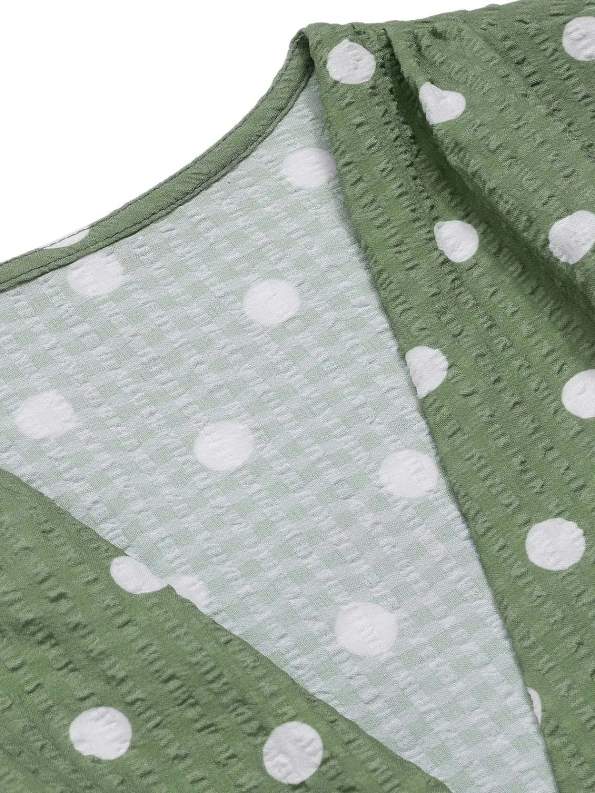 Online Retro Stage Green 1940s Dots Bowknot V-Neck Blouse