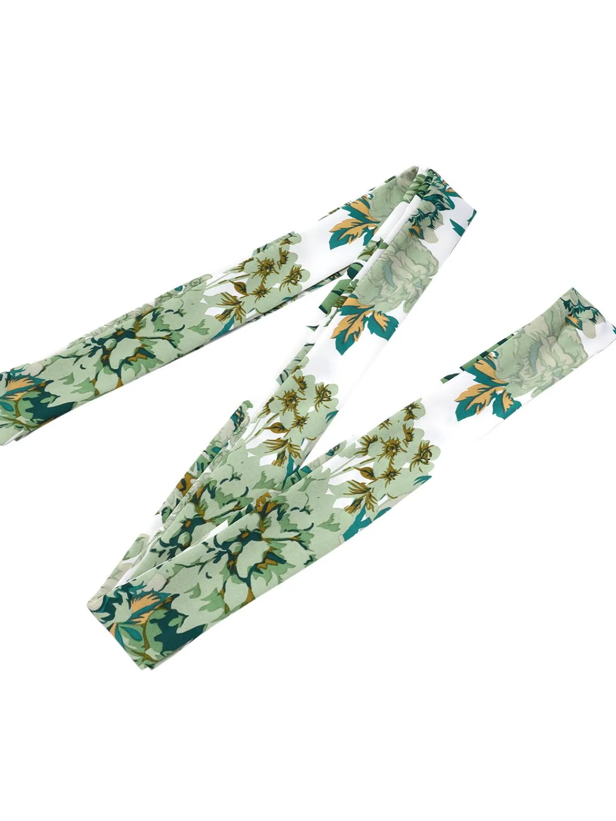 Best Retro Stage 1940s Floral Tie Belt Dress Green