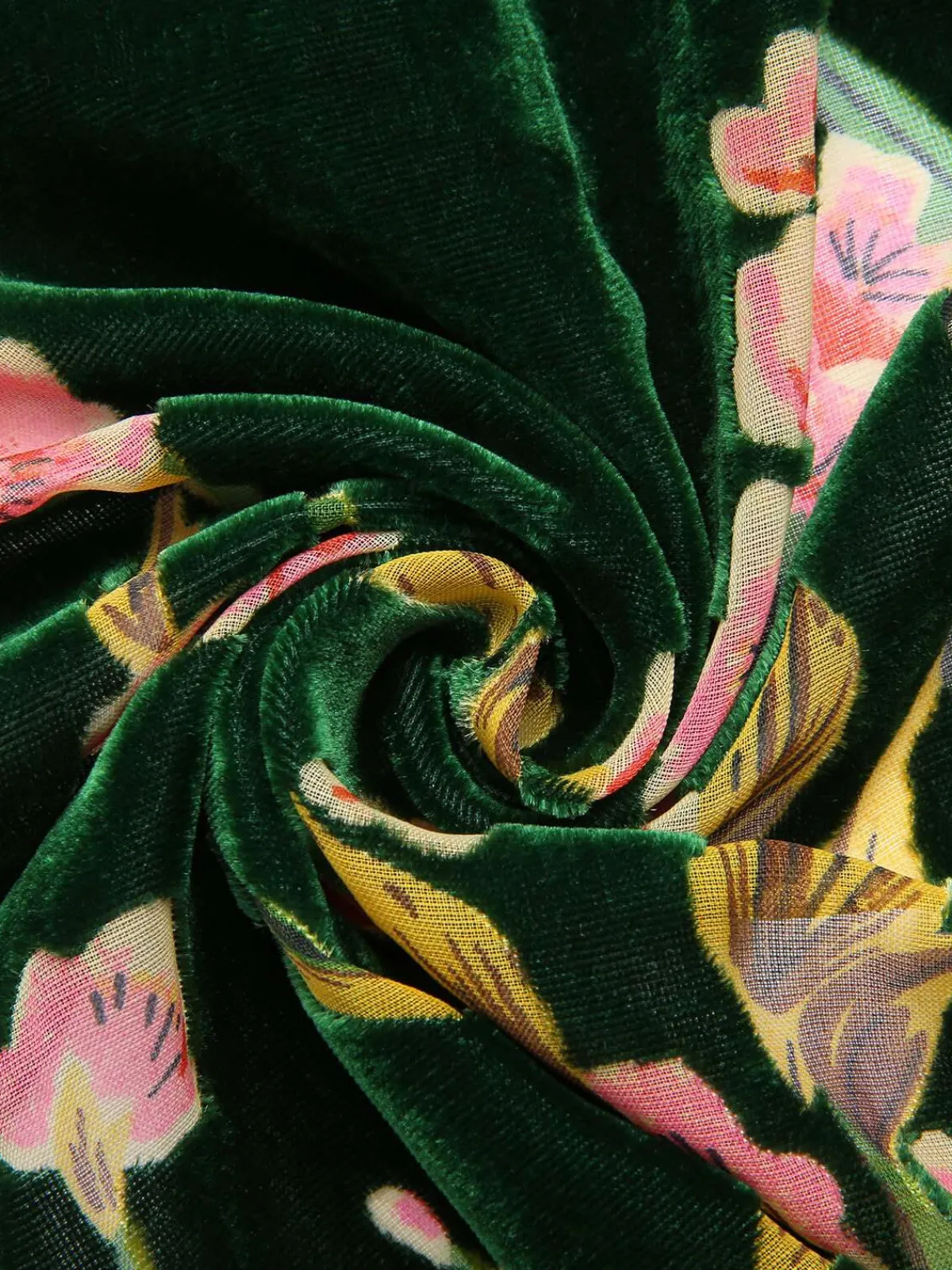Hot Retro Stage 1930s Floral Velvet Sleeveless Dress Green
