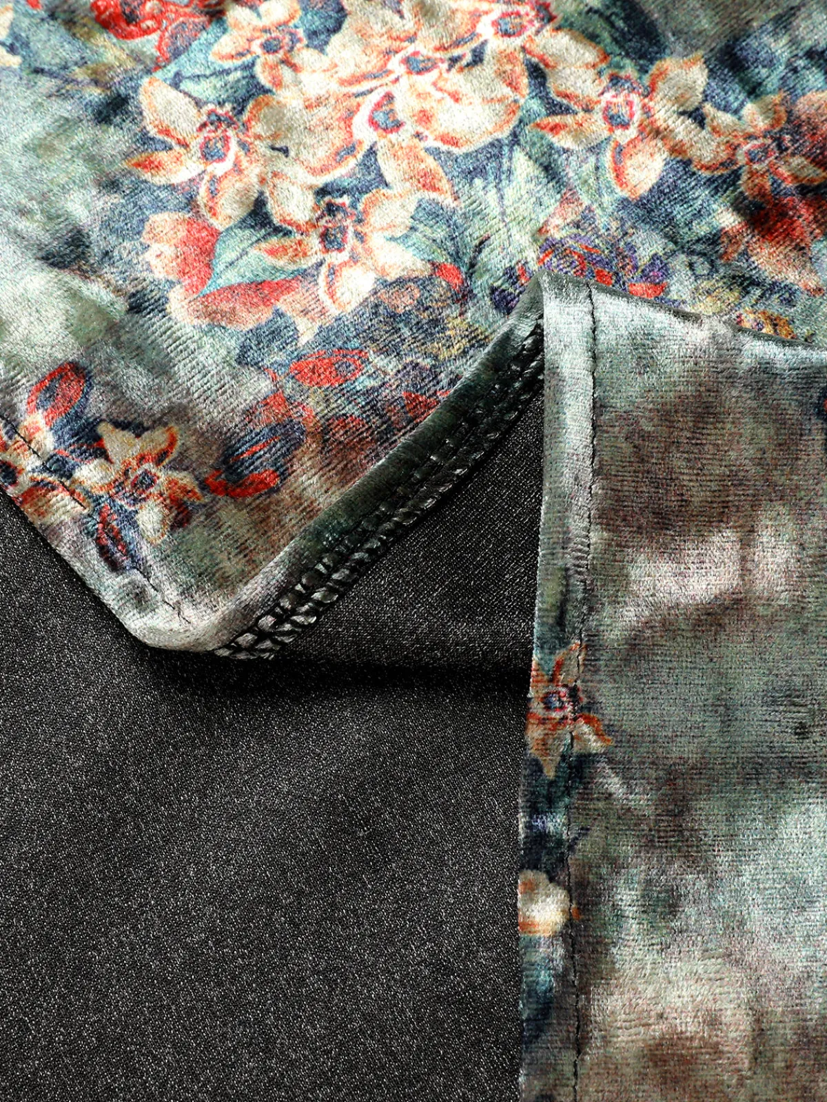 Best Retro Stage 1960s Floral Velvet Spaghetti Strap Dress Green