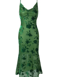 New Retro Stage 1930s Floral Vintage Dress Green