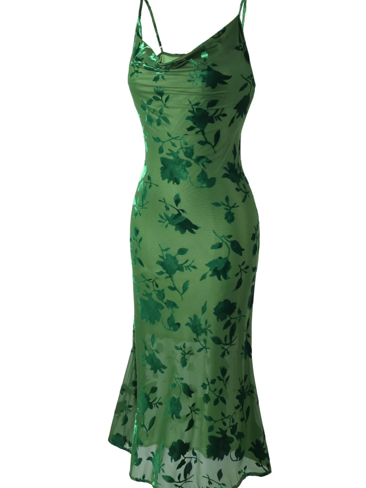 New Retro Stage 1930s Floral Vintage Dress Green