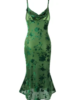 New Retro Stage 1930s Floral Vintage Dress Green