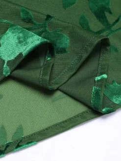 New Retro Stage 1930s Floral Vintage Dress Green