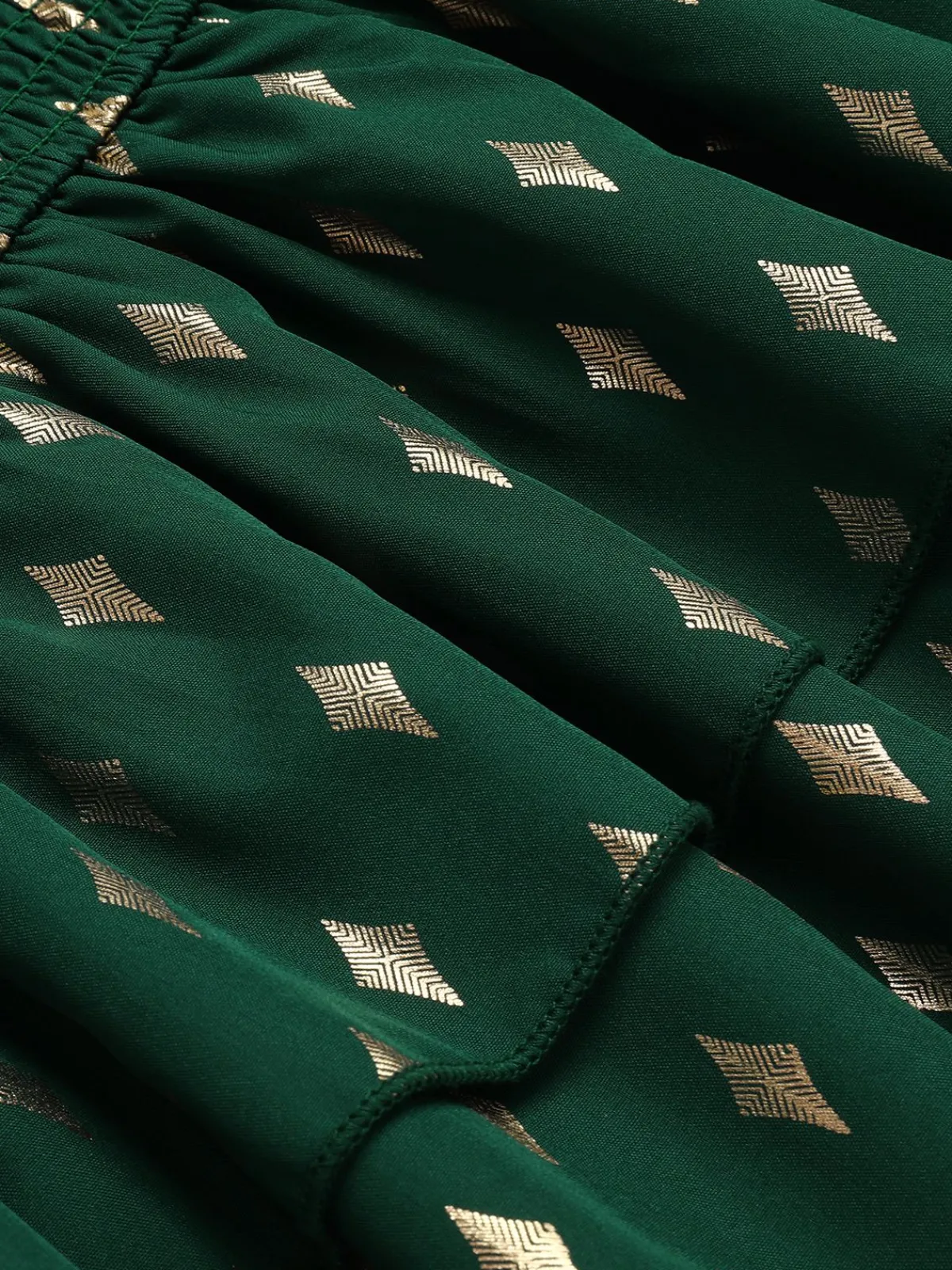 Online Retro Stage 1940s Geometric Lantern Blouse Green