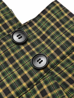 New Retro Stage Green 1940s Glen Plaid Buttoned Overall Pants