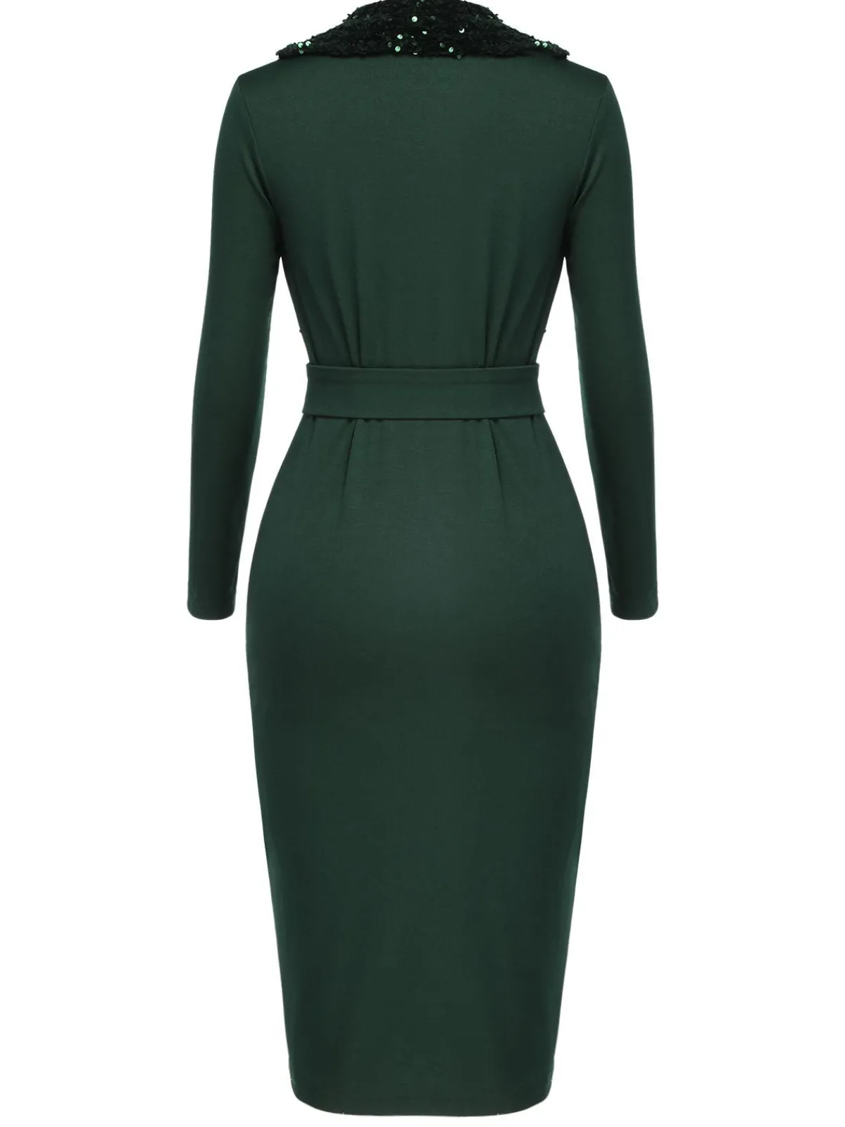 Hot Retro Stage 1960s Glitter Patchwork Belted Dress Green