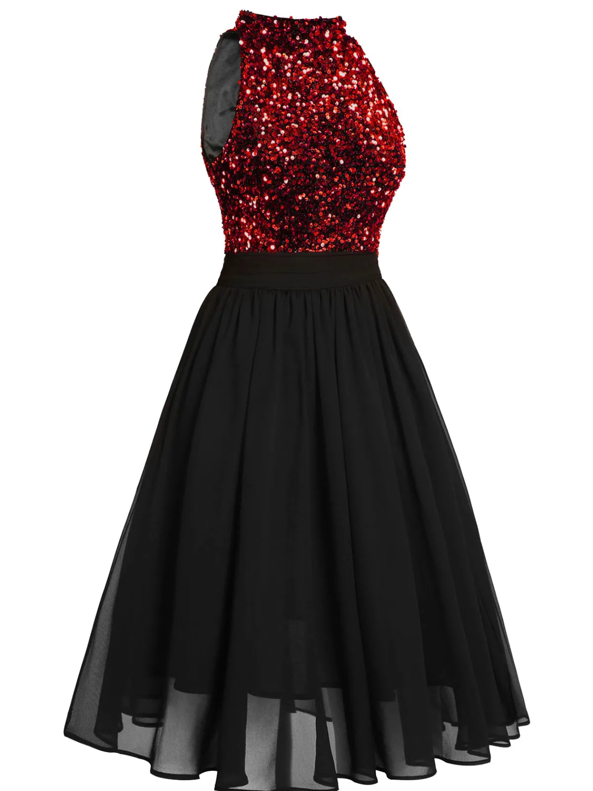 New Retro Stage Green 1950s Gold Glitter Patchwork Dress
