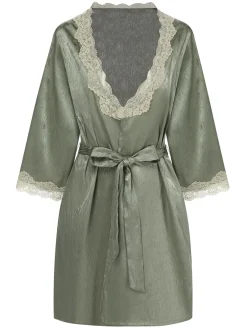 New Retro Stage Green 1950s Guipure Lace Ruffled Hem Robe