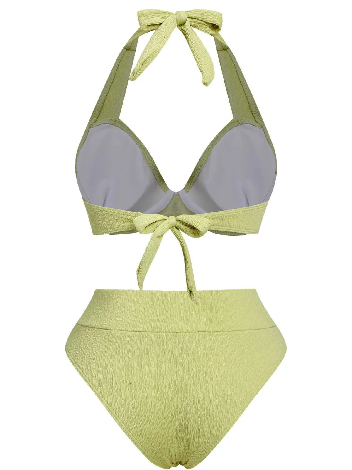 Hot Retro Stage 1960s Halter High-Waist Swimsuit Green