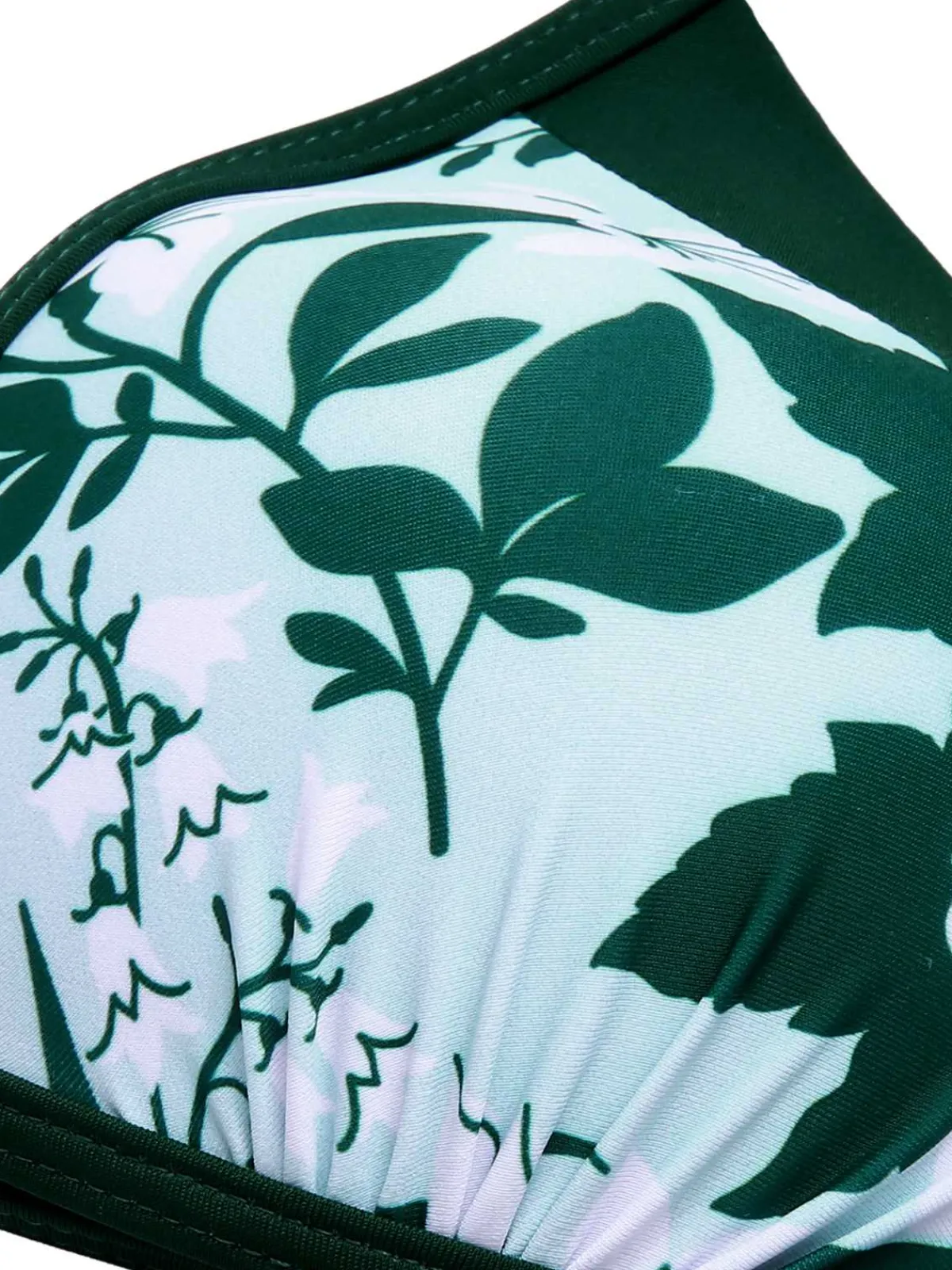 Best Retro Stage 1950s Halter Plants Print Swimsuit & Cover-Up Green