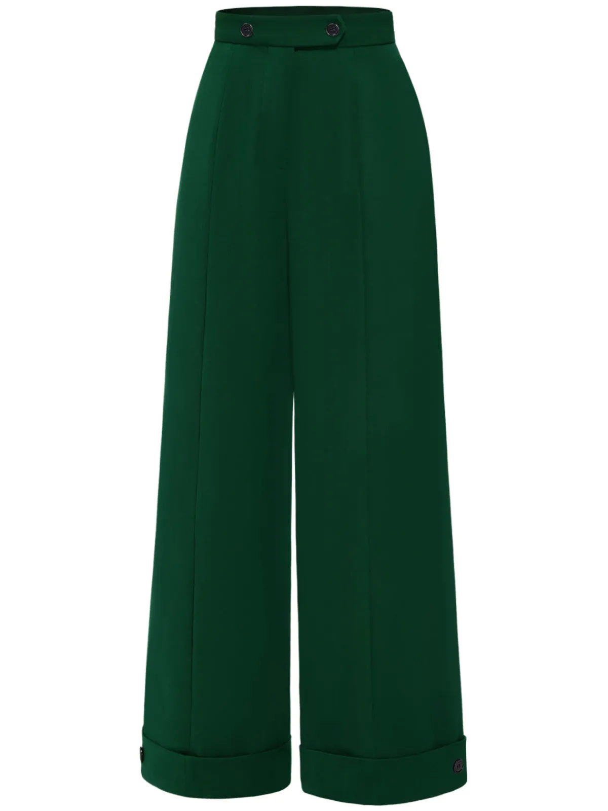 Fashion Retro Stage 1950s High-Waisted Wide-Leg Pants Green