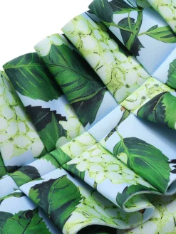 Fashion Retro Stage 1950s Hydrangea Floral Cold-Shoulder Swimsuit Green