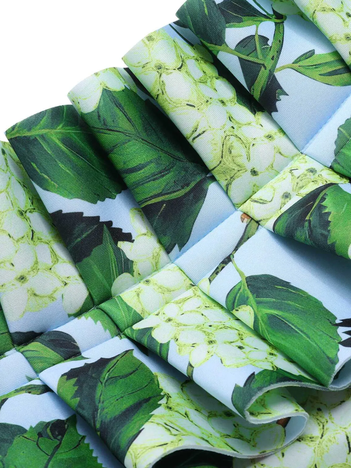 Fashion Retro Stage 1950s Hydrangea Floral Cold-Shoulder Swimsuit Green