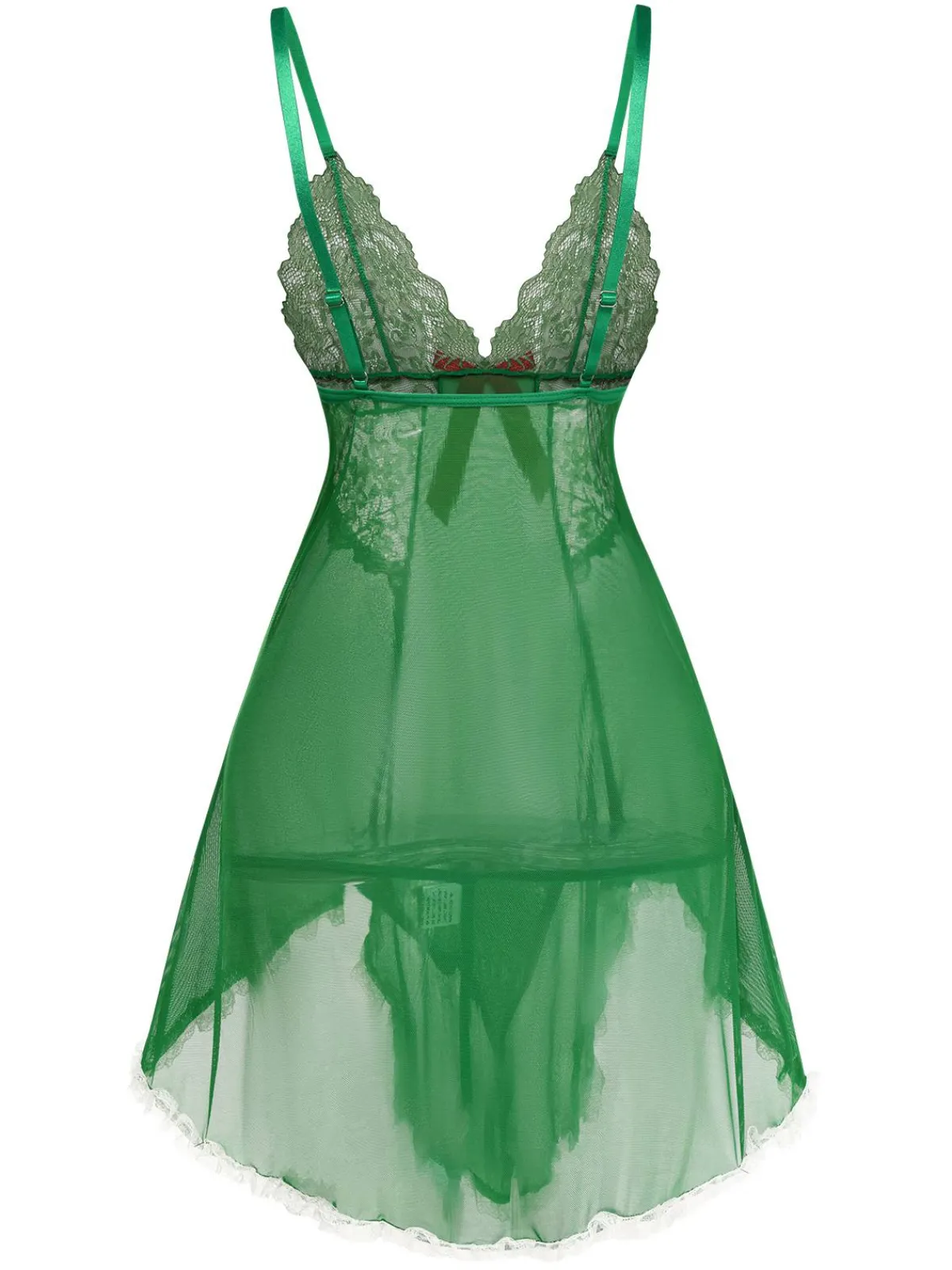 Hot Retro Stage 1940s Lace Patchwork Sheer Nightgown Green