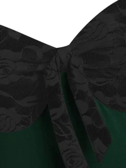 Sale Retro Stage 1950s Lace Patchwork Swing Dress Green