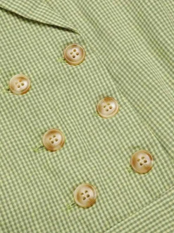 Outlet Retro Stage 1940s Lace Plaid Cotton Patchwork Dress Green